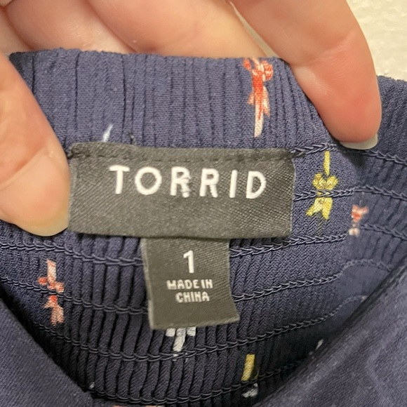 TORRID Challis Button Front Floral Navy Maxi Dress Size 1X - Picture 4 of 10